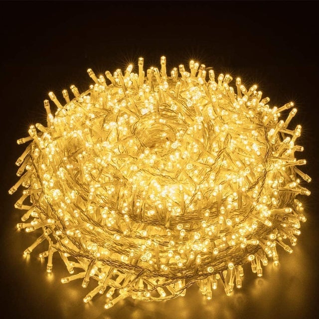 Guirnalda de luces exteriores de 100 m, 1000 LED, luz blanca cálida, protección IP44, 8 modos de iluminación, ideal para fiestas y bodas.