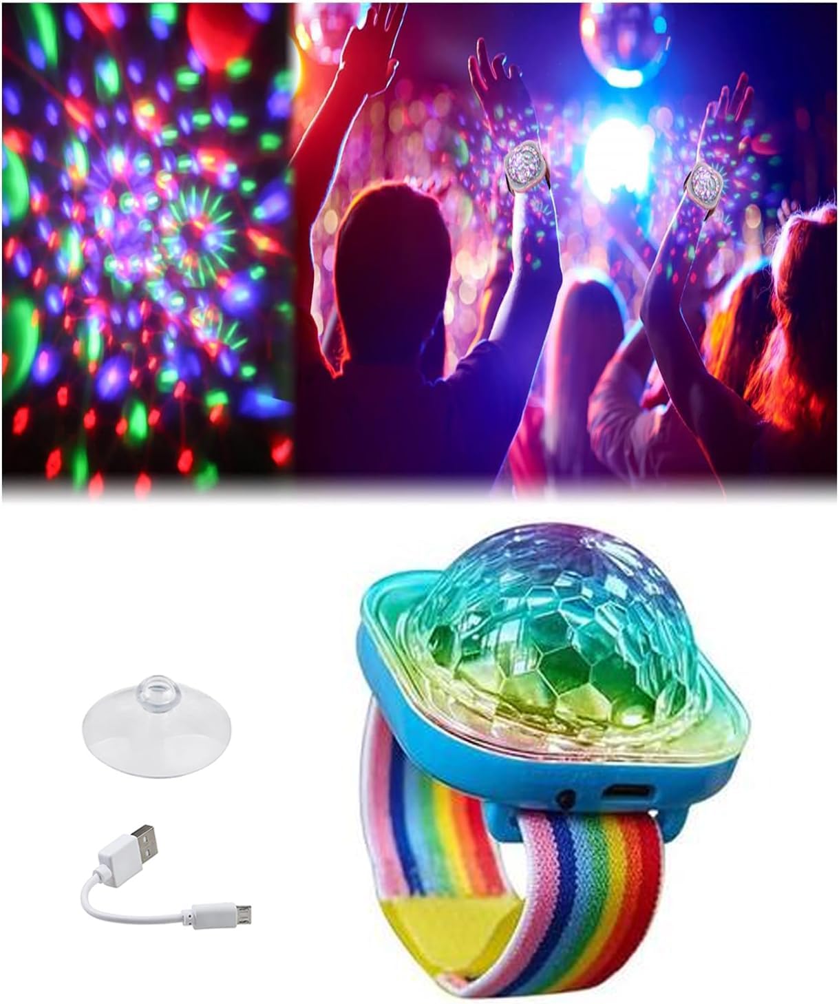 Podświetlana kula dyskotekowa, mała przenośna lampa LED z paskiem na dziecięce imprezy samochodowe (niebieska)