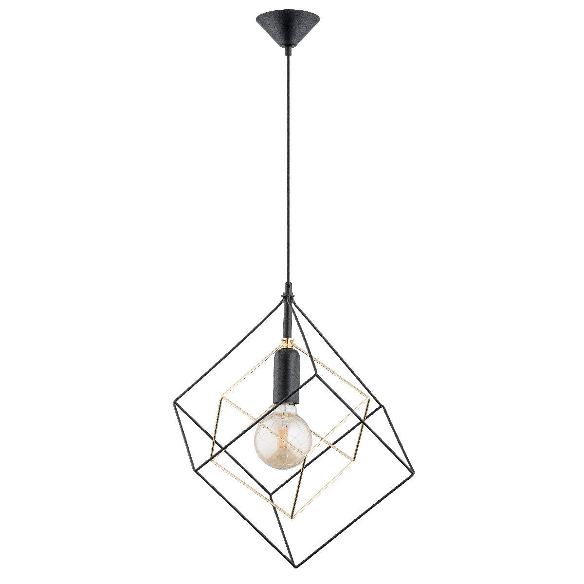 Lampa wisząca Tanto czarno-złota 1xE27x15W dekoracyjna wym: 75 x 25 x 25 cm metal Alfa