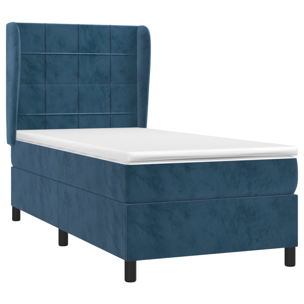 Sommier à lattes de lit avec matelas Bleu foncé 100x200 cm — COMFORTXL - 3