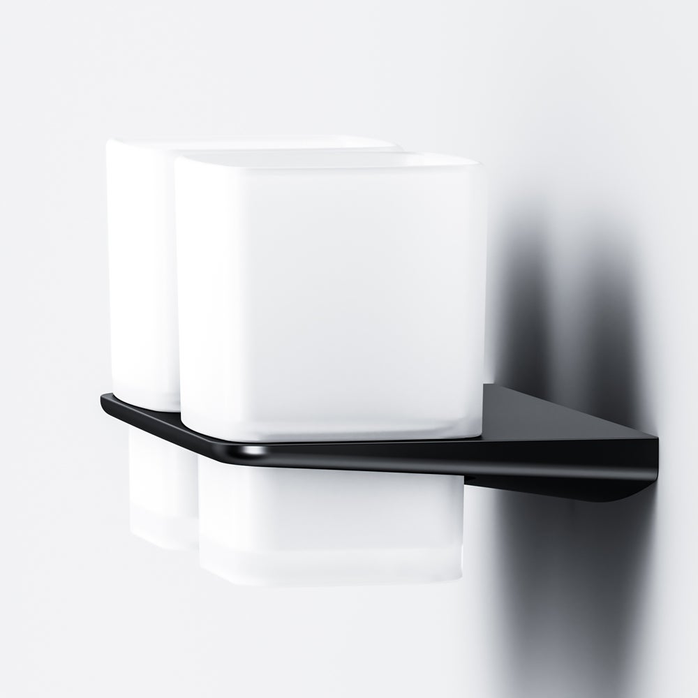AM.PM Gobelet double verre avec support mural, Noir - 5