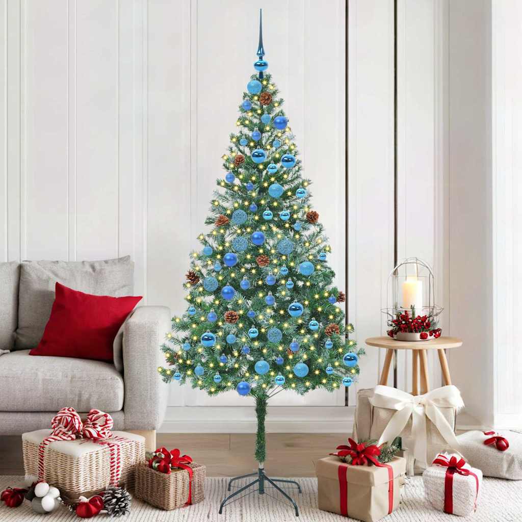 Sztuczna choinka z 300 diodami LED Zielony 180 cm PVC i stal
