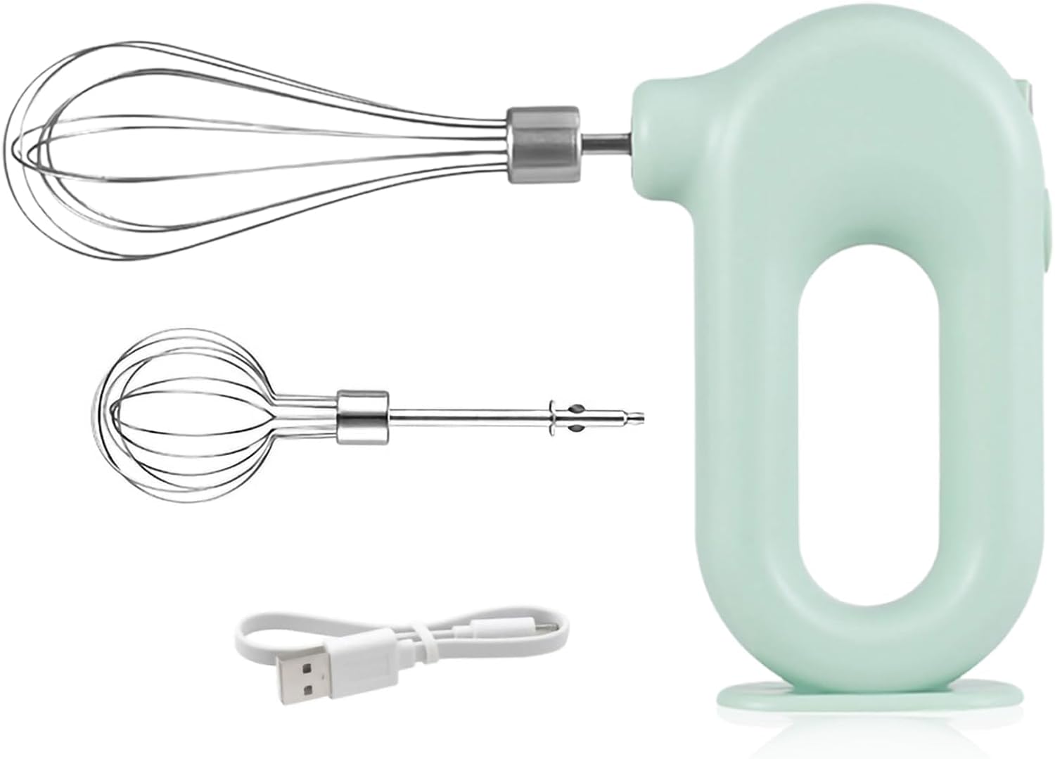 Mikser elektryczny, Bezprzewodowy ręczny mikser elektryczny, Miniaturowy przenośny blender elektryczny, Przenośna trzepaczka do jajek (zielona)