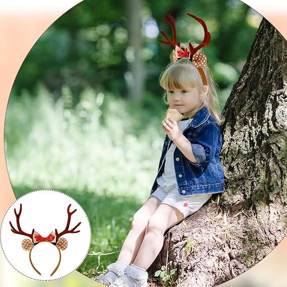(Zestaw 3 sztuk) Ozdoba na głowę z łosiem świątecznym - Pokaz dla dzieci, Opaska z poroża jelenia - Świąteczne akcesoria do włosów - Dekoracje świątec - 6