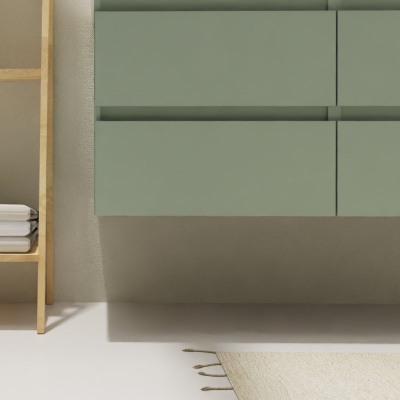 Meuble salle de bain 120 cm - Double vasque céramique - Vert mat - A suspendre - Karaib 2 - 5