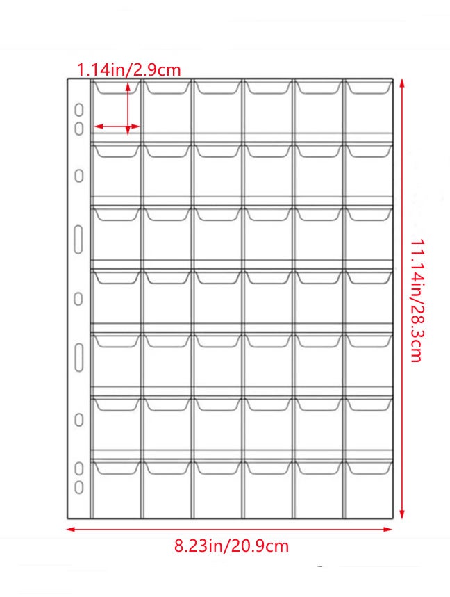 Hojas Para Monedas De PVC Transparente – 20 Bolsillos Por Hoja, Formato 1/10, Ideal Para Monedas De Hasta 50 Mm, Álbum De Colección Organizado