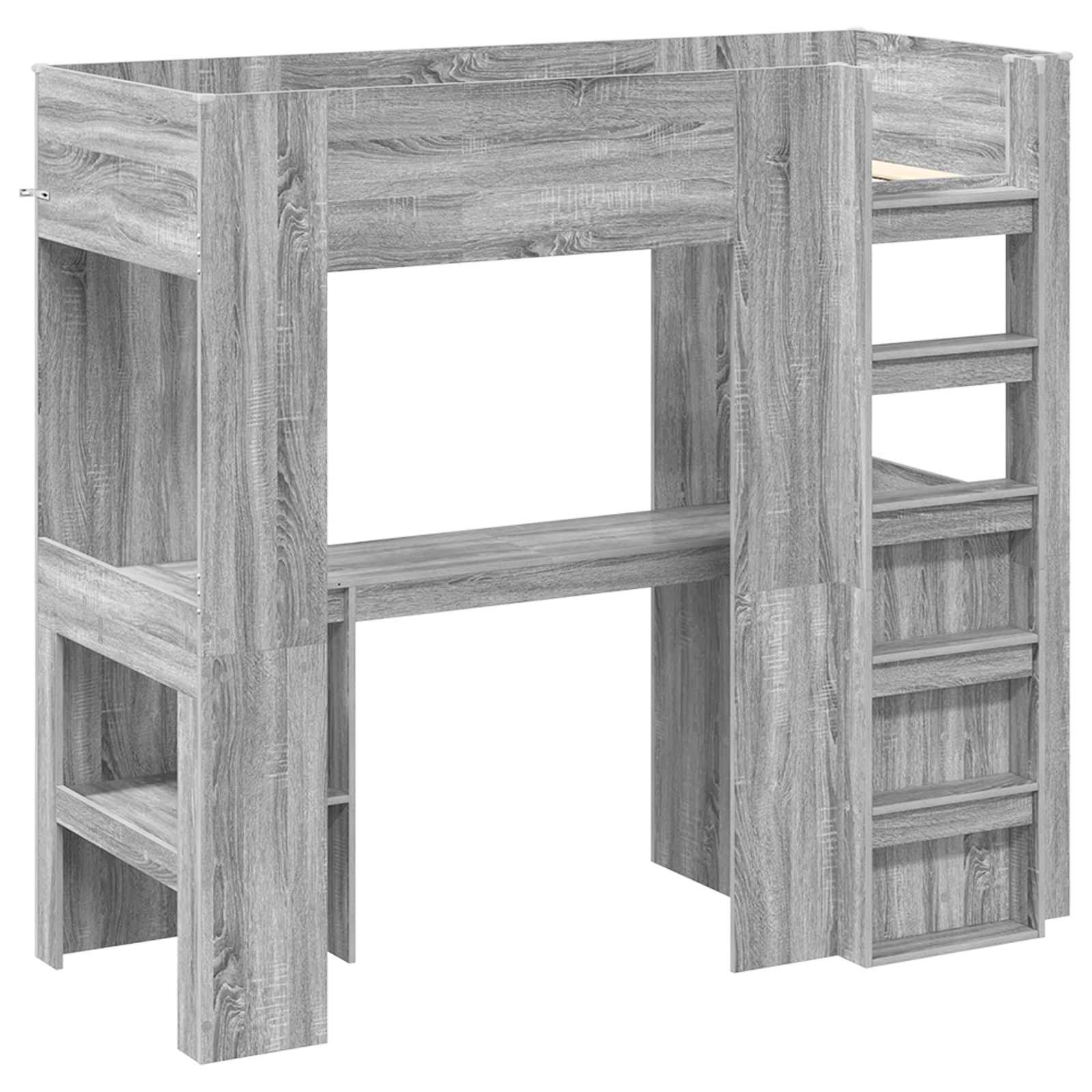 Cadre de lit superposé avec bureau, gris, pour la chambre, 75 × 190 cm - 4