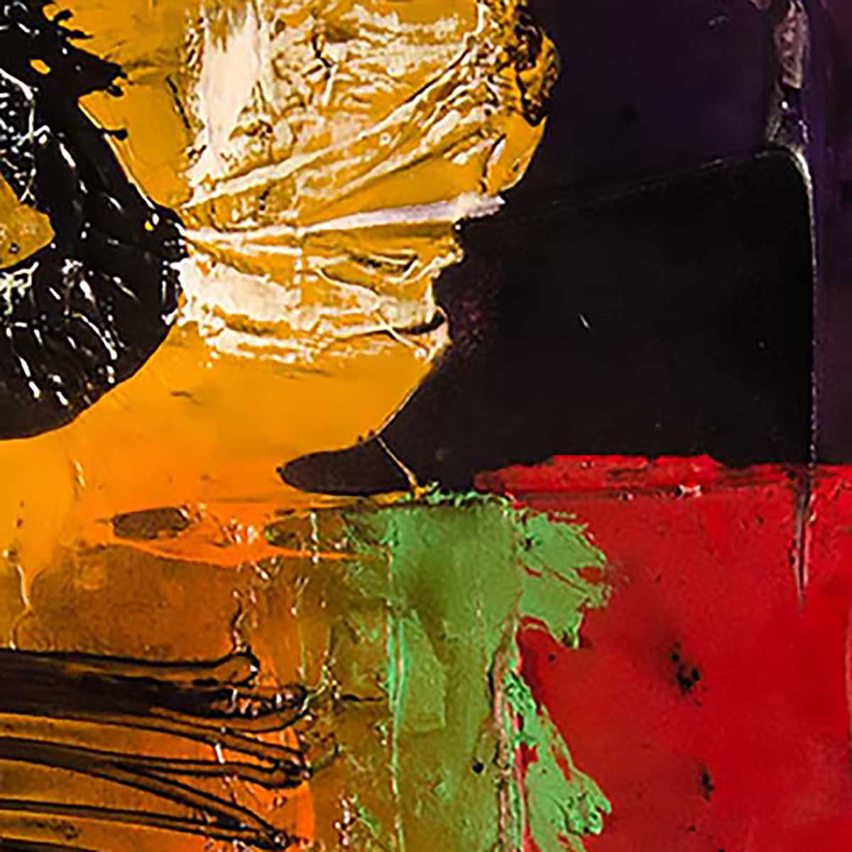 Tableau les visages, Tableau impression abstraite colorée sur fond beige, 50x50cm - 4