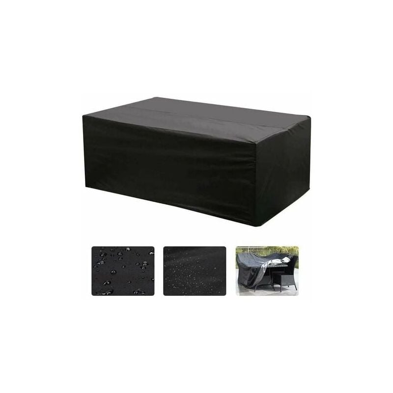Pokrowiec ochronny na meble ogrodowe o wymiarach 213 x 132 x 74 cm wykonany jest z czarnej tkaniny Oxford 210D i posiada zamek błyskawiczny.