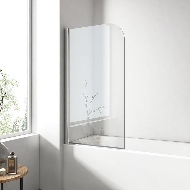 EMKE Pare de baignoire en 6 mm verre securit Paroi de douche pour baignoire 70 x 140 cm Revêtement Nano facile à nettoyer