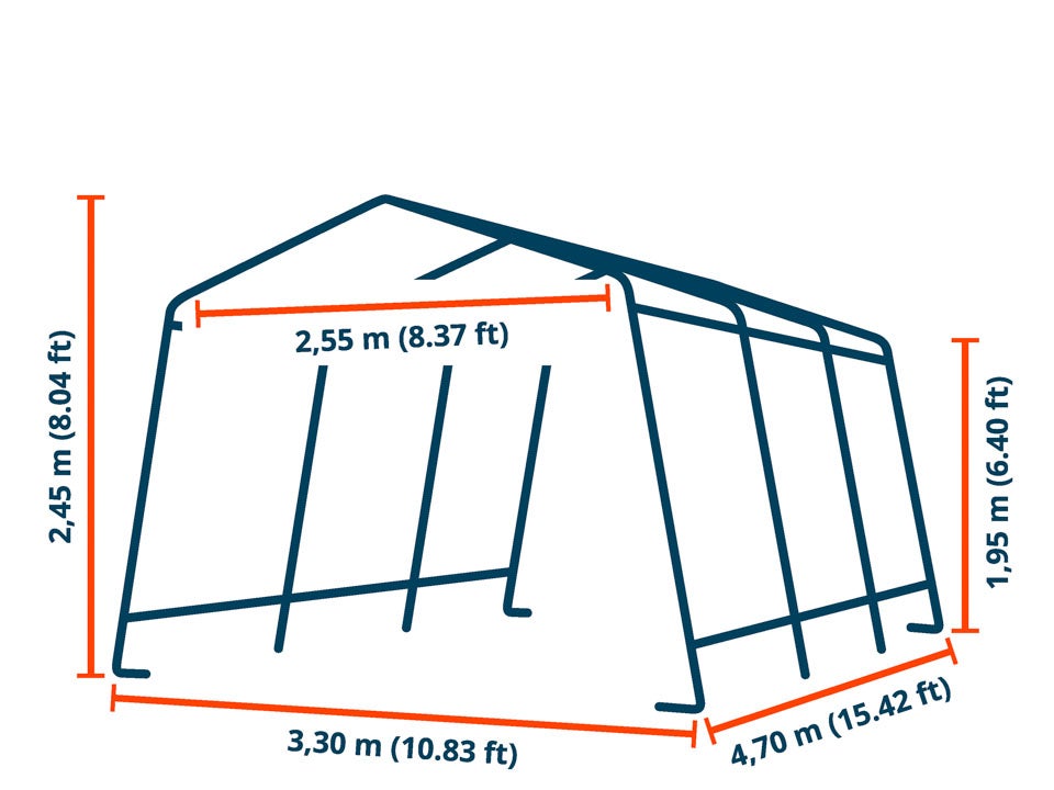 TOOLPORT 3,3 x 6,2 m Garage, abri de Stockage, PE 450 N, Tente Garage Vert foncé - 3