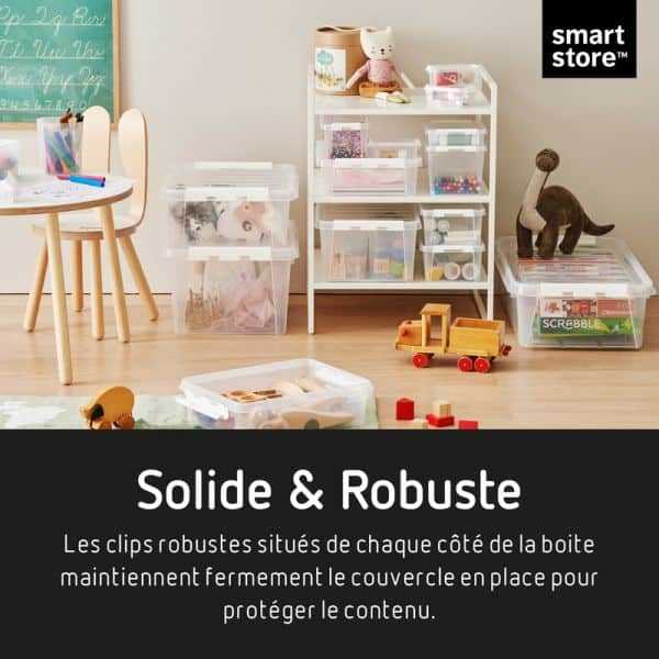 Boîte en plastique avec couvercle clipsable 8 litres - Clips Noirs - 4