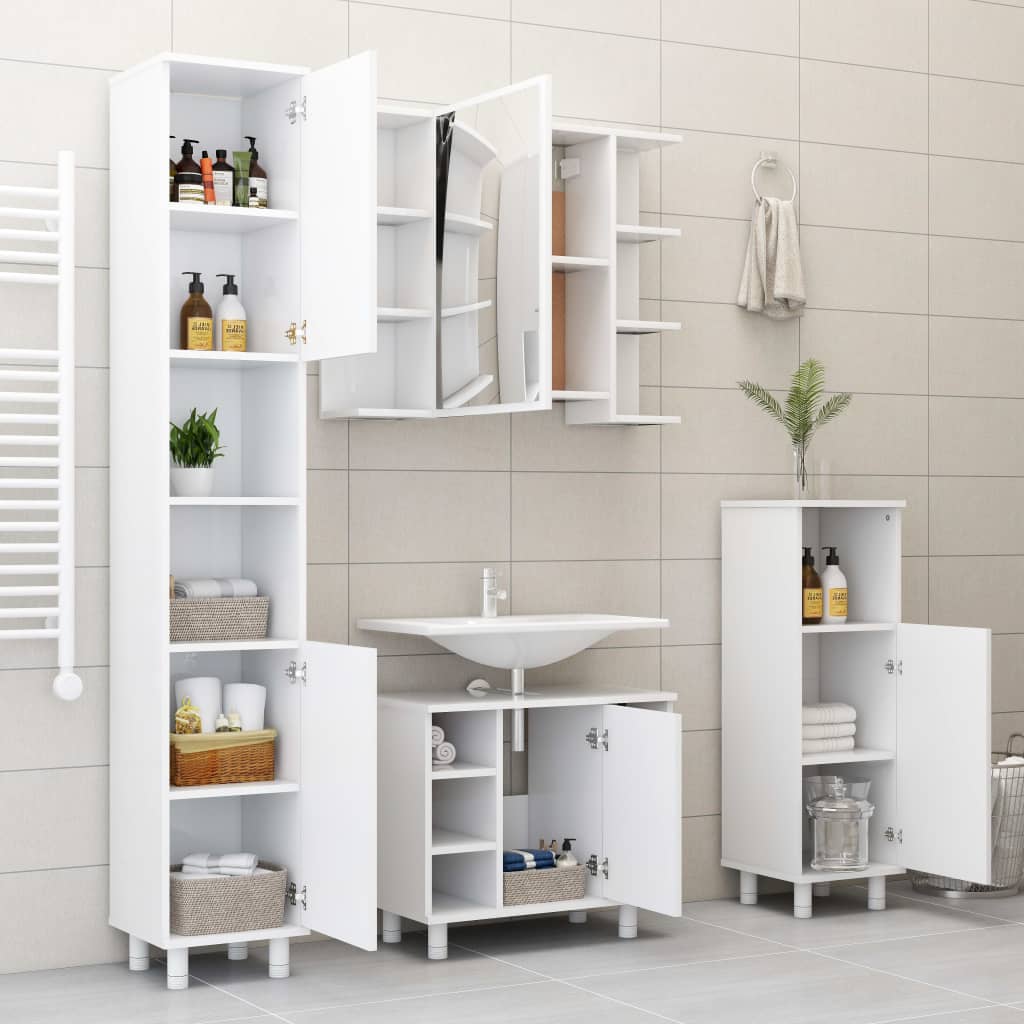 Maison Exclusive - Mobile da Bagno Bianco 30x30x179 cm in Legno Multistrato - 5