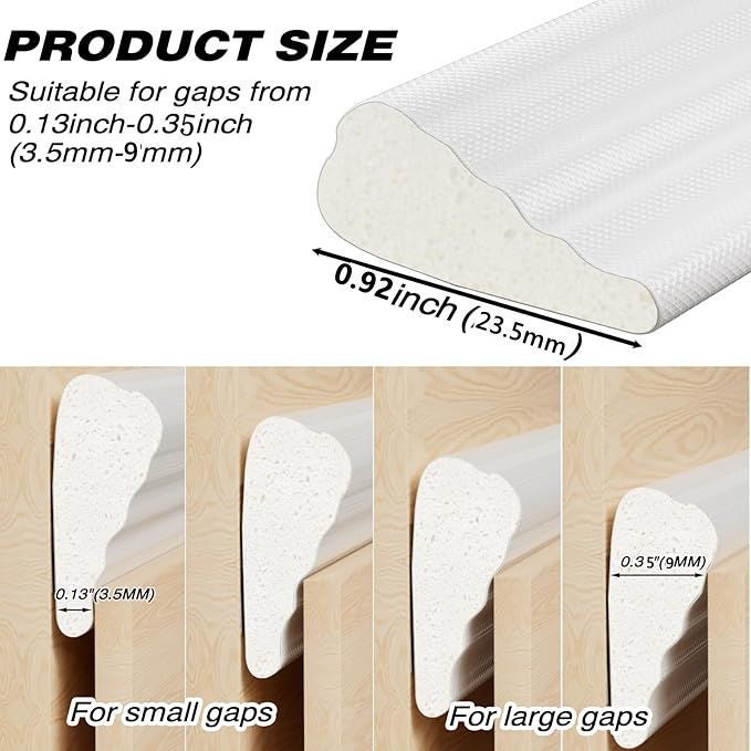 Burlete autoadhesivo 5M para puertas y ventanas, burlete e insonorización, cinta de espuma para marcos de puertas, blanco - 4