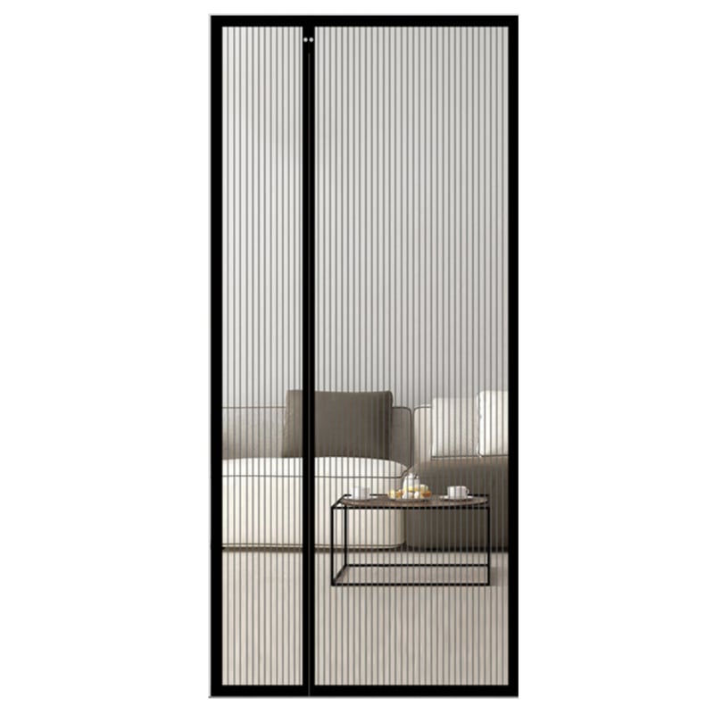 Drzwi z moskitierą magnetyczną, otwierane z boku, dwustronne, przeciw komarom, oddychające, 90 x 200 cm (czarne paski)