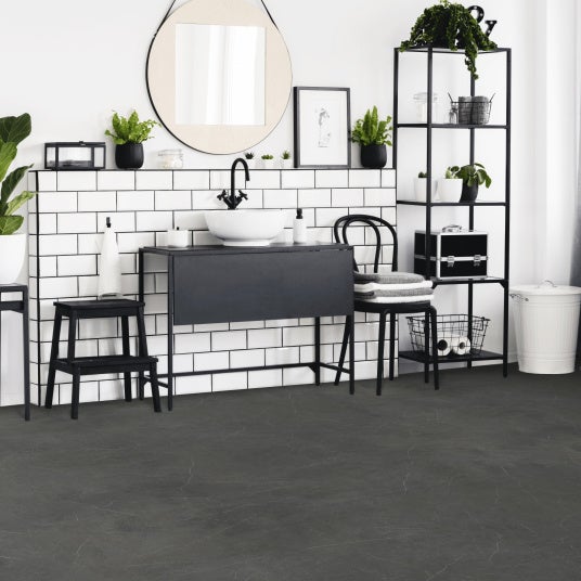 Sol PVC Textile - Aspect marbre anthracite - Rouleau de 3m x 7m - 5