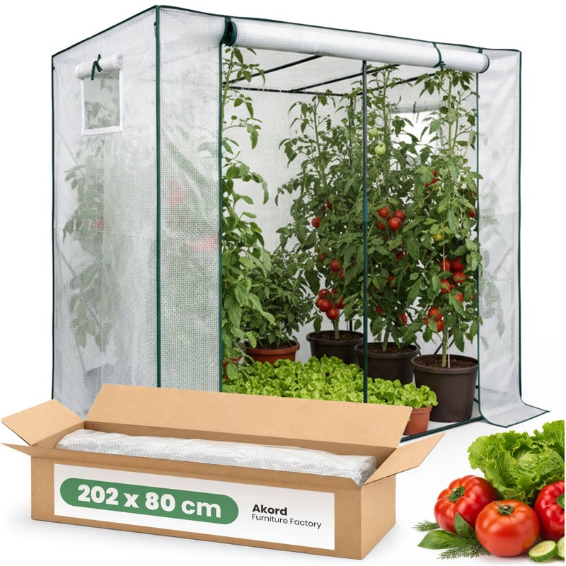 Szklarnia ogrodowa foliowa domek AKORD 1 drzwi 2 okna Biała 202x80x170 cm