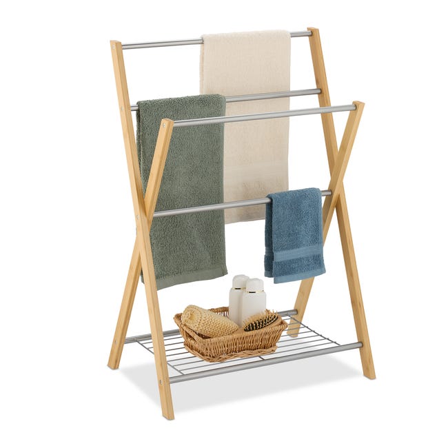 Piantana Porta Asciugamani Relaxdays | 2 Bracci A T, Ferro Grigio, 82x50x19cm - Foto 9