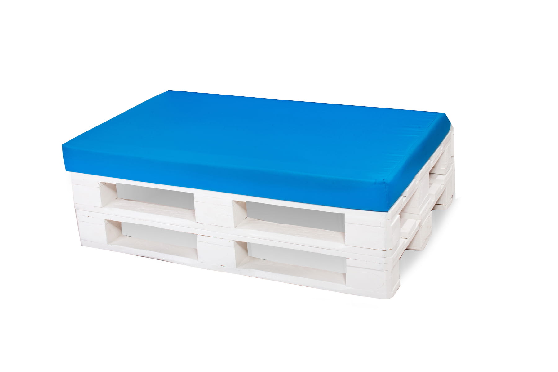 Cojin palé 120x40x10cm asiento, cojin palé azul, cojin muebles jardin, cojin jardin, cojin palé plano, muebles palé