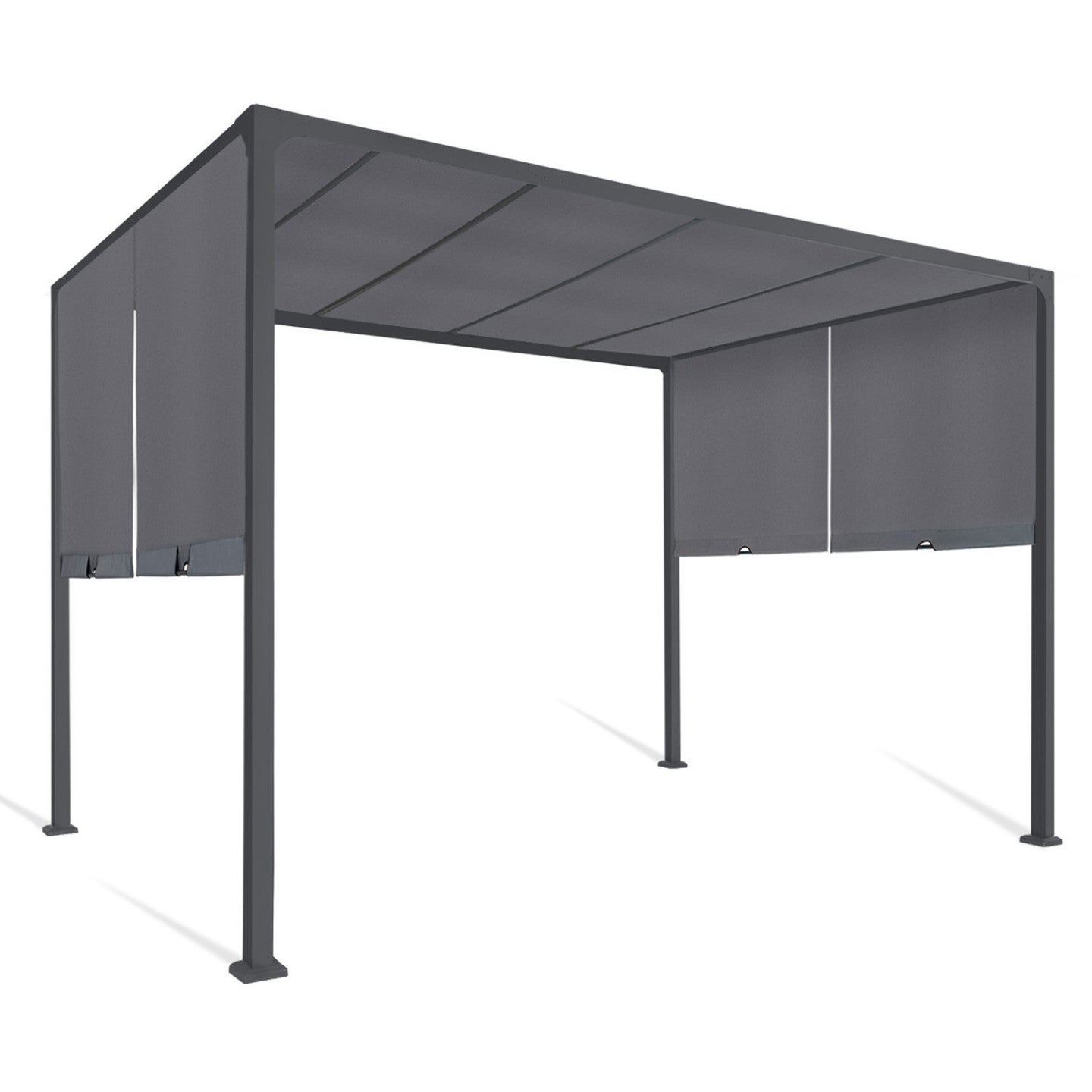 Pergola coulissante 2 pans 3x3 M belvédère de jardin toile gris anthracite - 2
