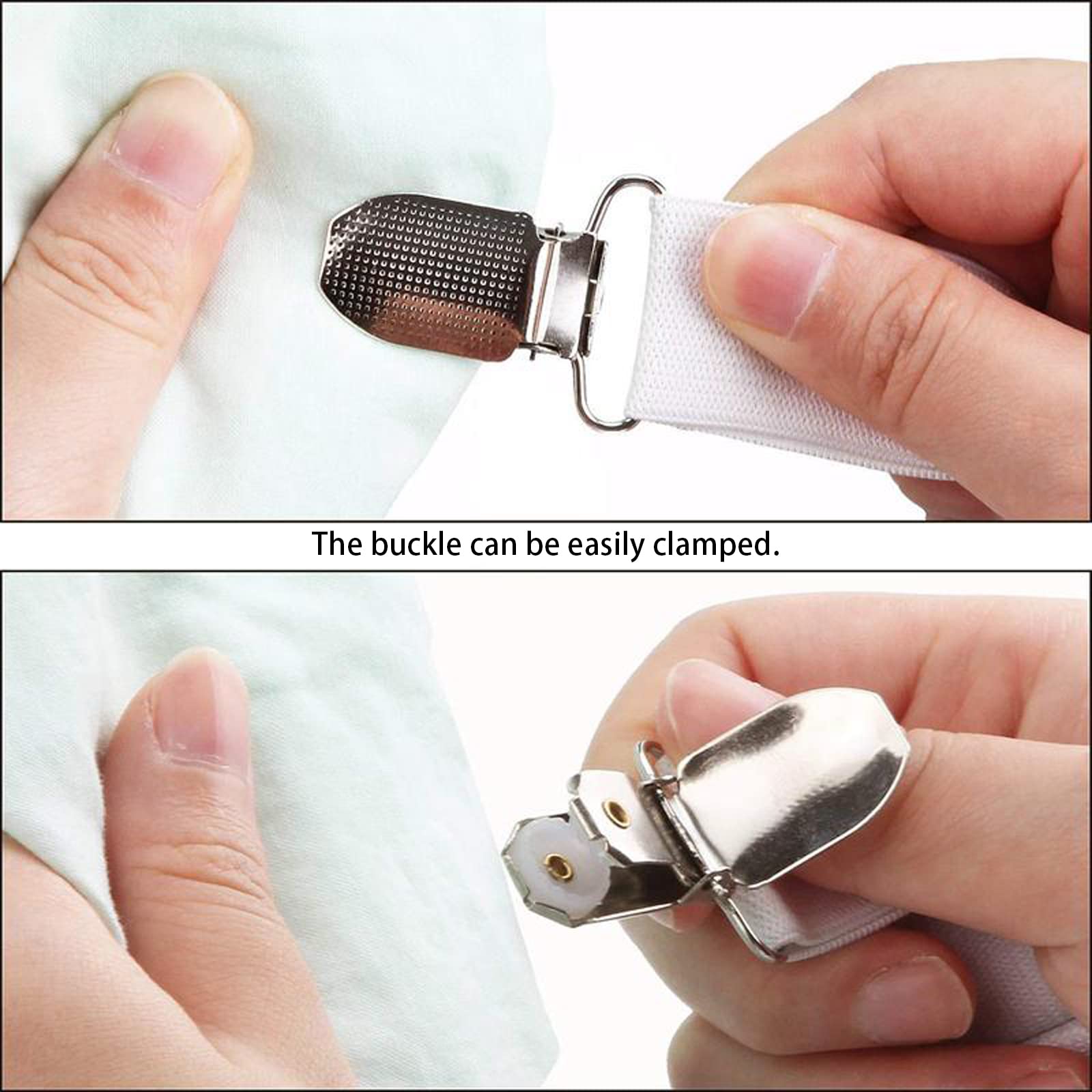 2 Pièces Réglable élastiques Triangle Sangles,Tendeur Drap Housse Lit Drap Réglable,Réglable Bretelles Sangle pour Matelas,pour à Tous Lits (Blanc) - 5