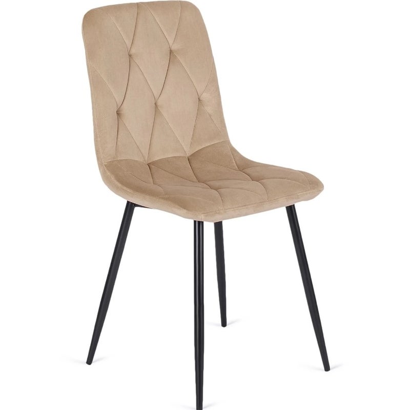 Krzesło Tapicerowane Welurowe Do Jadalni Salonu Kuchenne Loft Beżowe ROBIN