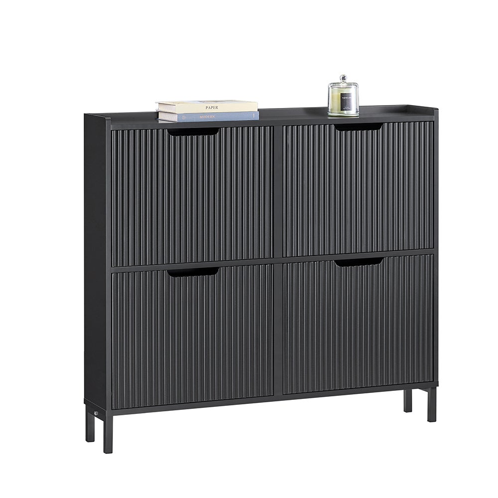 SoBuy Szafka na buty 4 klapy czarna garderoba organizer FSR177-L-SCH