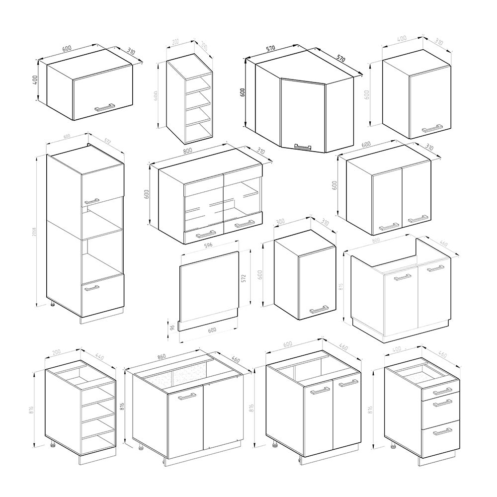 Vicco Cuisine en angle R-Line, blanc brillant/blanc, 247x60cm , PT Chêne - 3