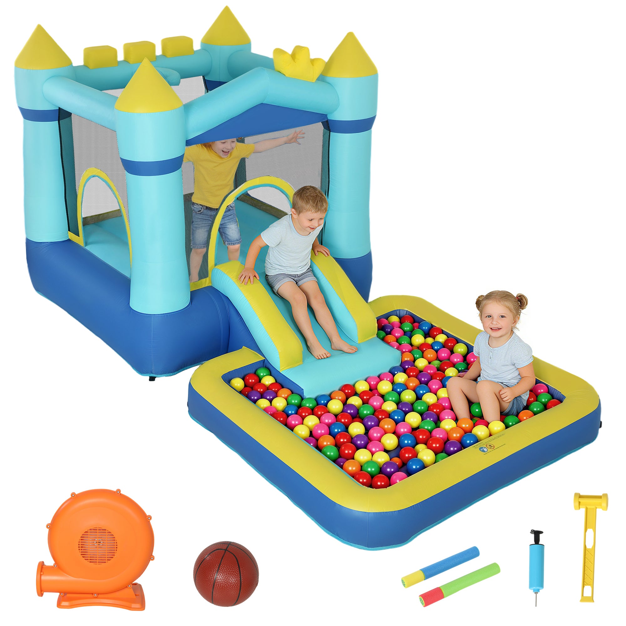 Installations de loisirs avec souffleur, toboggan, trampoline — free download