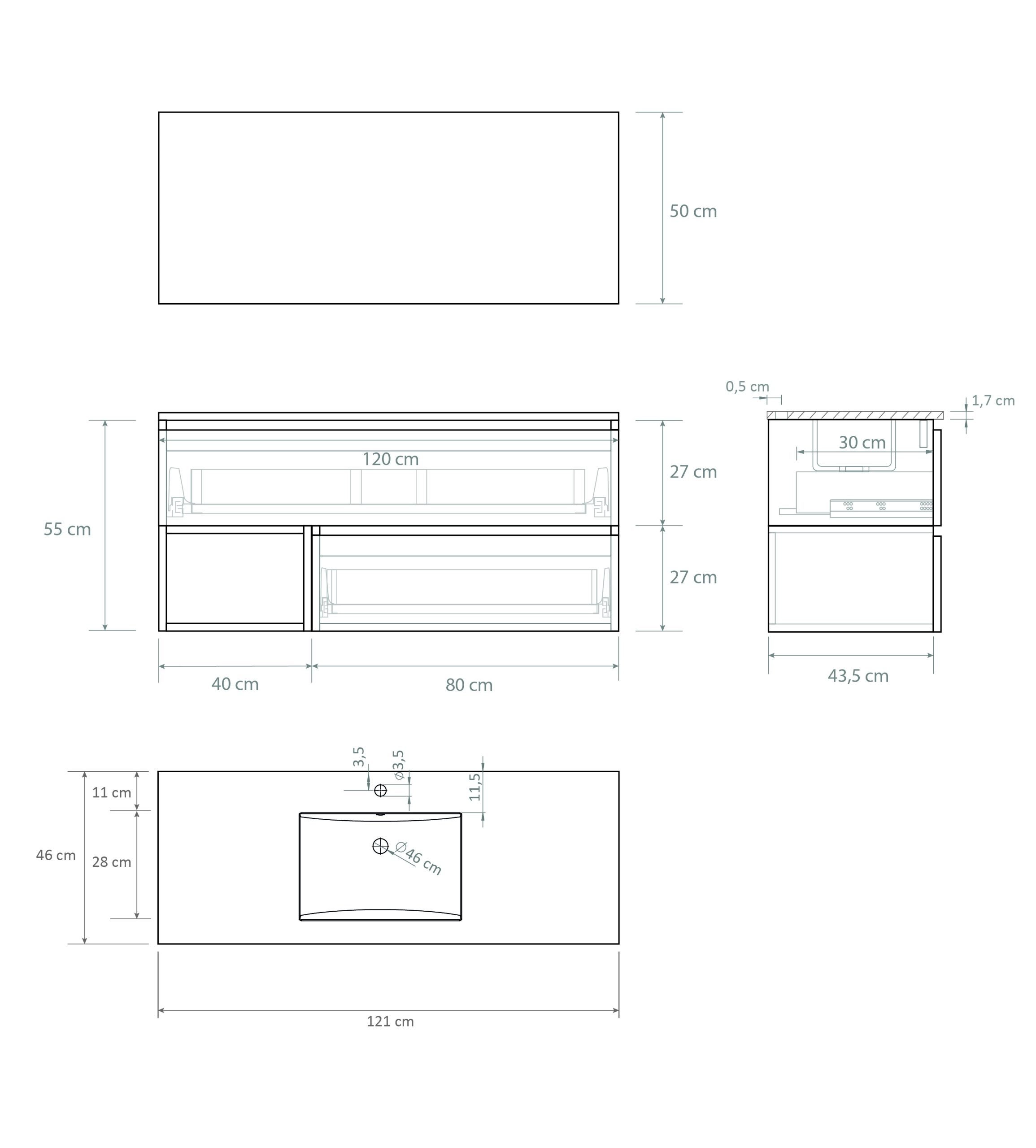 Pack Meuble de Salle de Bain Avantarea avec Vasque Simple et Miroir LED LAVARDENS Noyer 120CM - 7