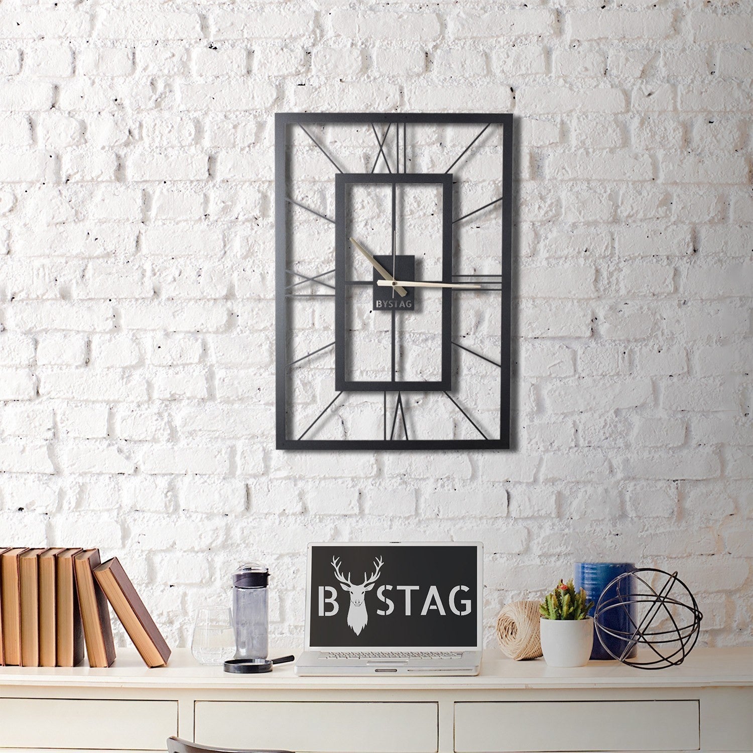 Reloj de pared metal November XL negro 70x49 cm, envío gratuito, Krosi Decor - 6