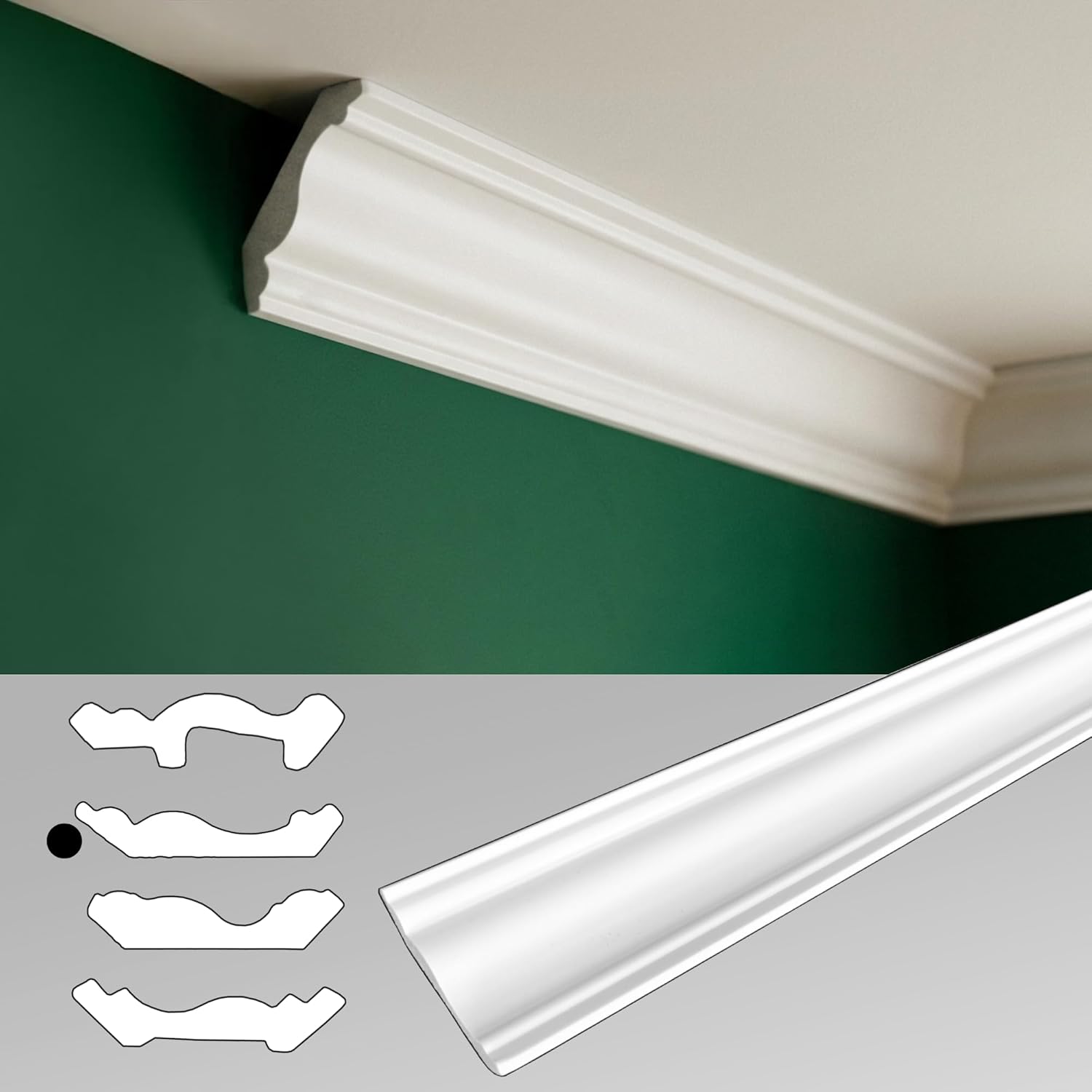 Cornici 100 cm – modanature decorative per pareti e soffitti in PS, leggere, resistenti, verniciabili, facile montaggio JC335-W - 6