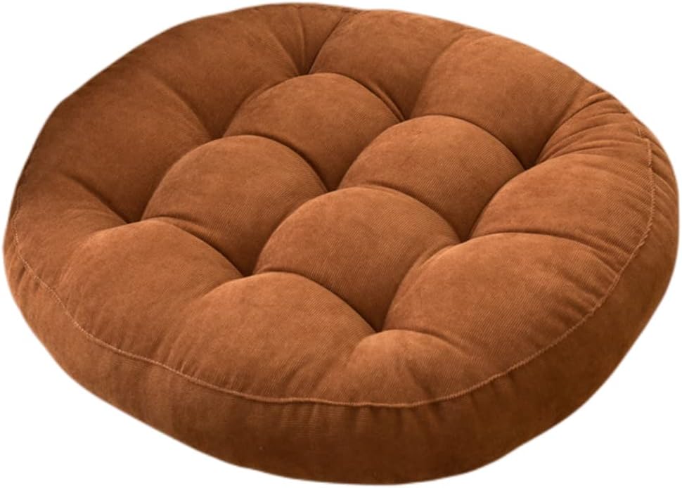 Okrągła poduszka na krzesło - odpowiednia do domu, biura, jadalni, kuchni. 55 cm/21 cali, brązowa, 1 sztuka.