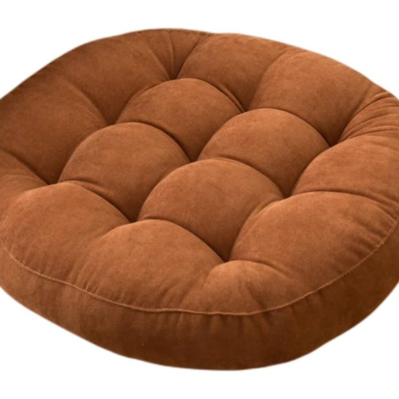 Okrągła poduszka na krzesło - odpowiednia do domu, biura, jadalni, kuchni. 55 cm/21 cali, brązowa, 1 sztuka.