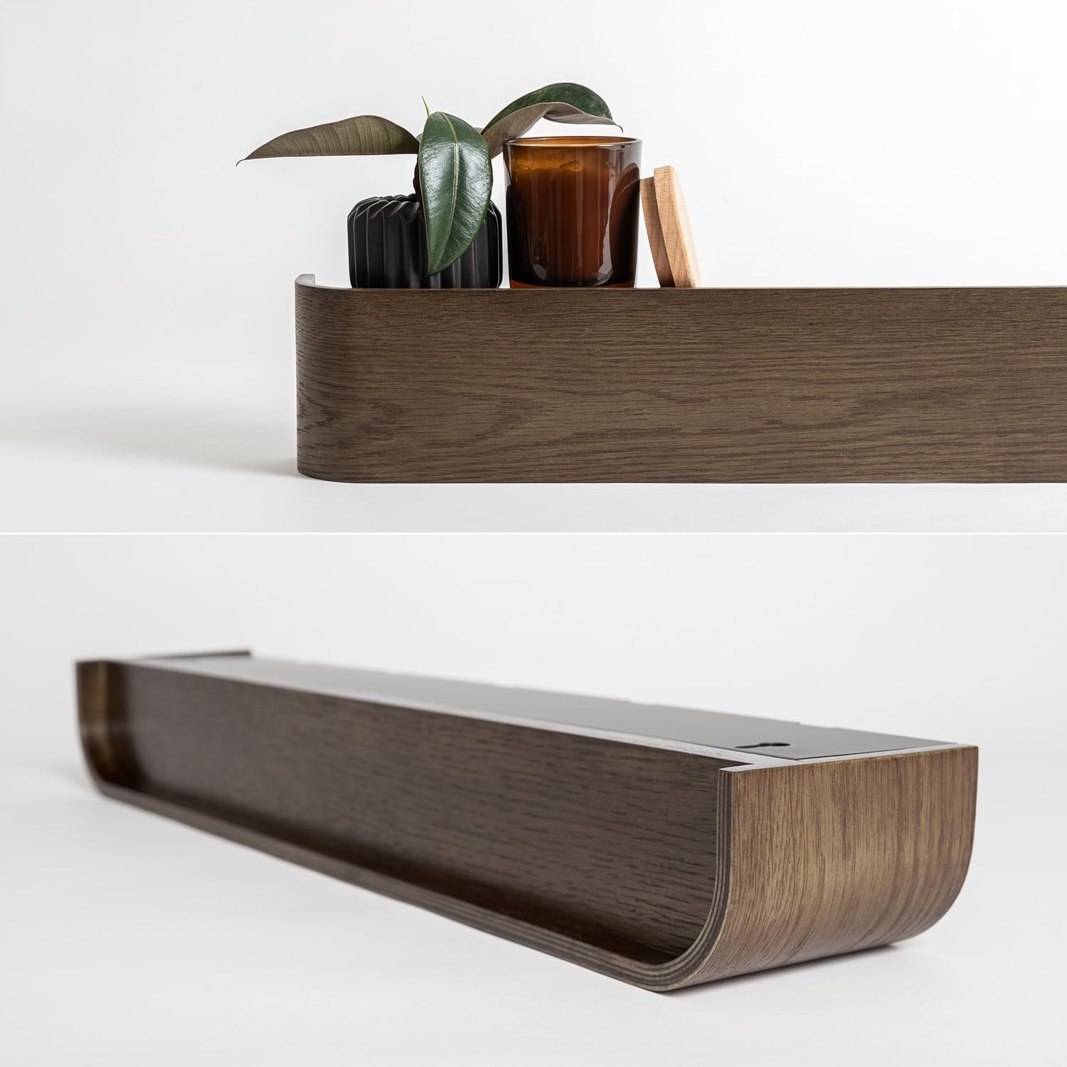 Appendiabiti da parete in legno | Design moderno con ganci nascosti | Impiallacciatura in legno massello | Colore noce - 4