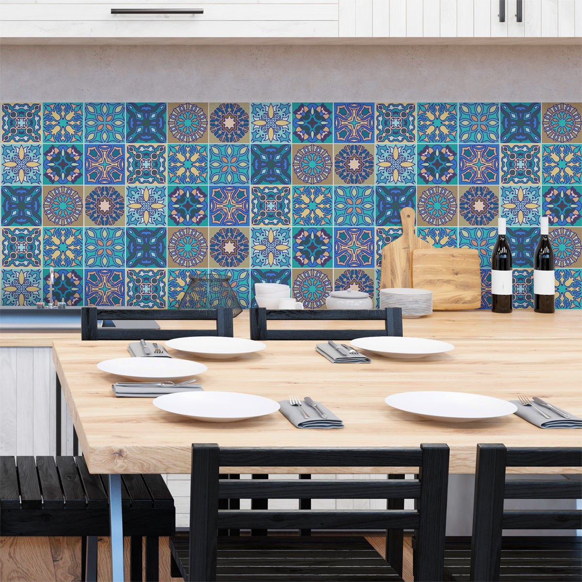 9 vinilo baldosas azulejos madrid - adhesivo de pared - revestimiento sticker mural decorativo - 9stickers15x15cm