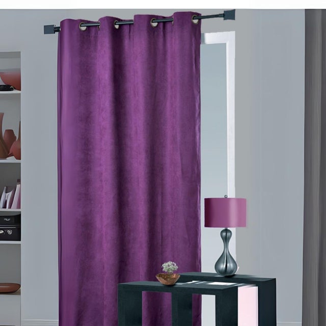 Rideau obscurcissant et isolant aspect Velours - Prune - 140x260 cm - Polyester/Suedine/Velours
