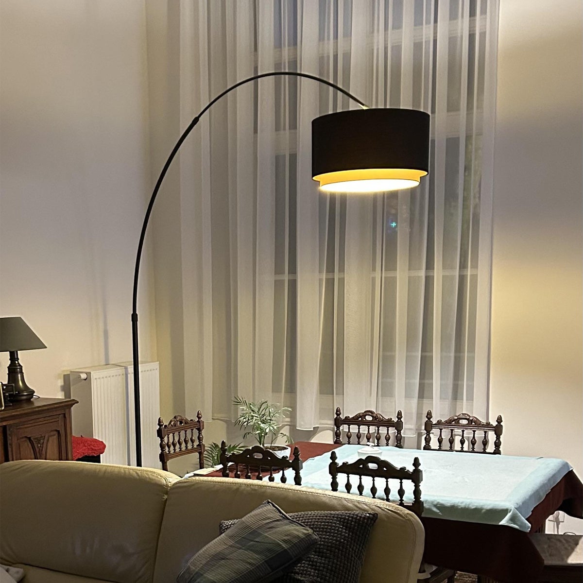 Lampadaire arc moderne noir avec abat-jour duo noir et or - XXL - 2