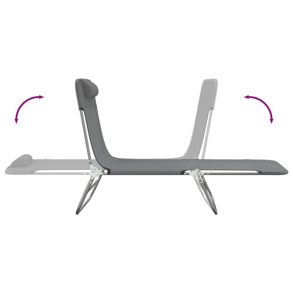 Lot de 2 Chaises longues | Bain de soleil | Transat de relaxation pliables gris textilène et acier CFW599823 - 7