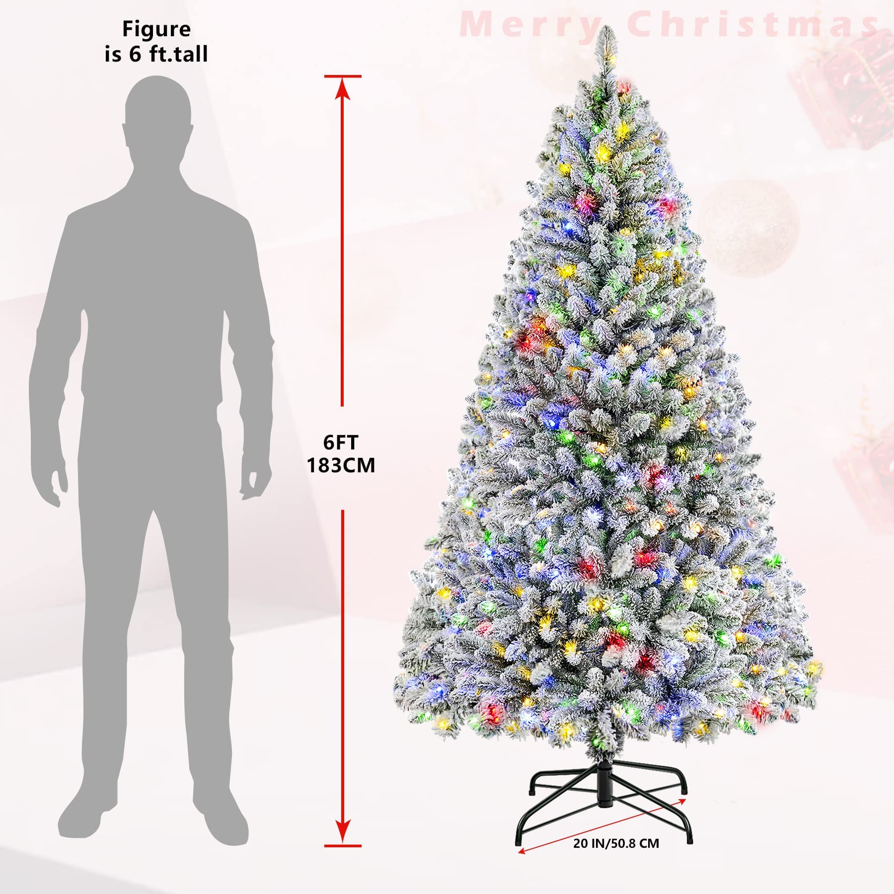 SHareconn Albero Di Natale Artificiale 2,1 M Con 1381 Rami E 400 Luci RGB Multicolore – Base A Croce In Legno, Telecomando Incluso - copertina