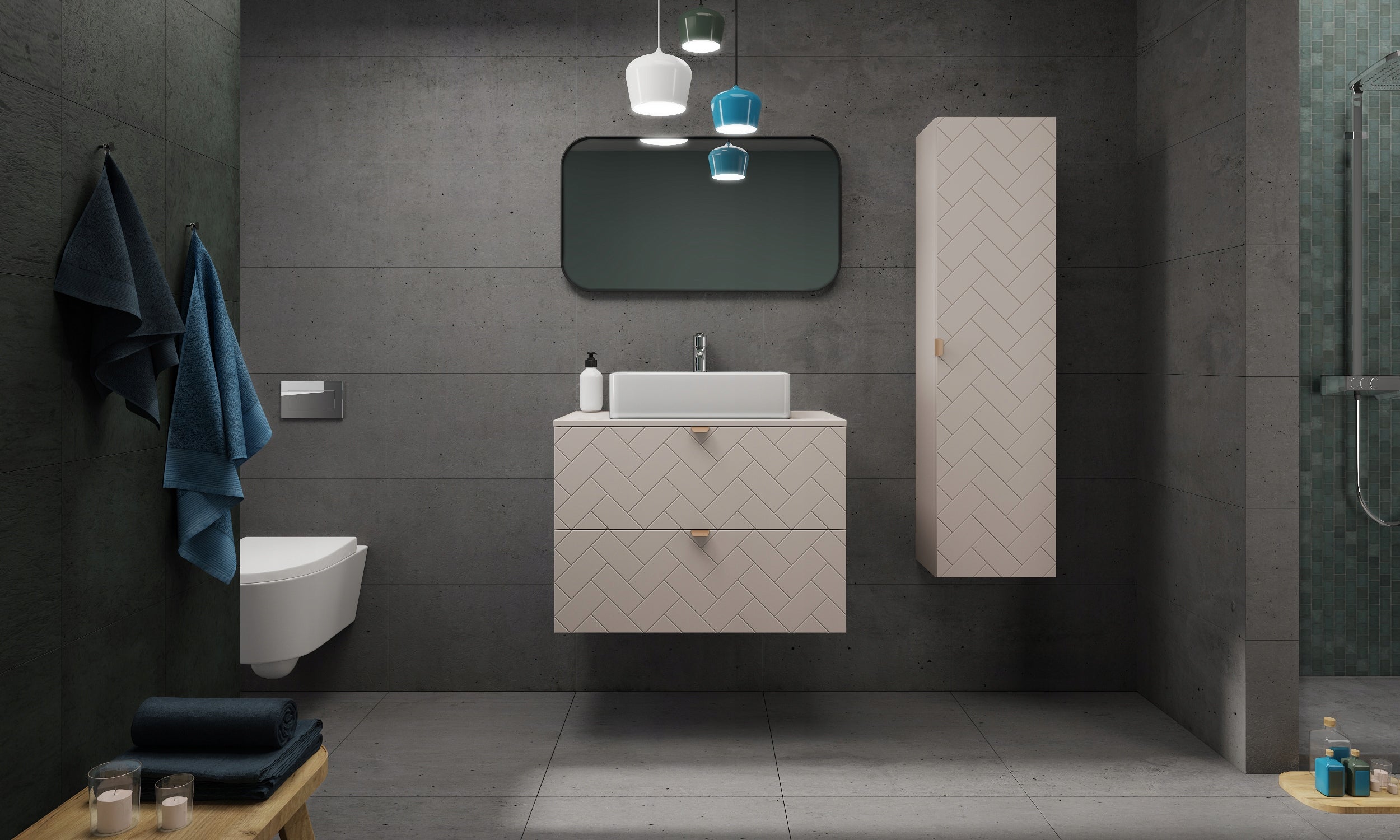 Plan de travail pour meuble de salle de bain VENA FLOW cachemire mat 80 cm - 2