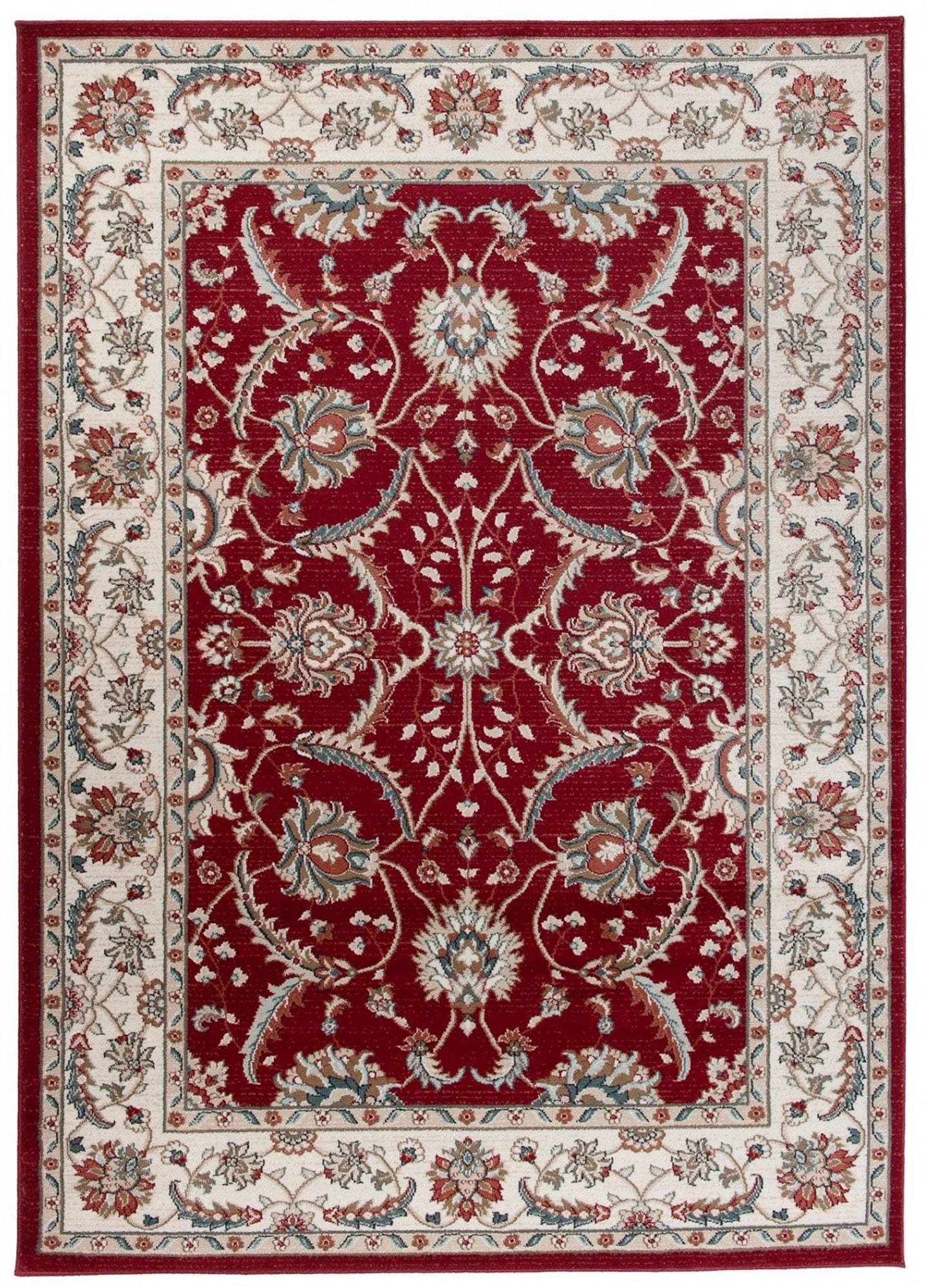 TAPISO Dubai Tapis Salon Poil Court Traditionnel Rouge Bleu Crème Floral Bordure OEKO-TEX 200 x 300 cm - 2