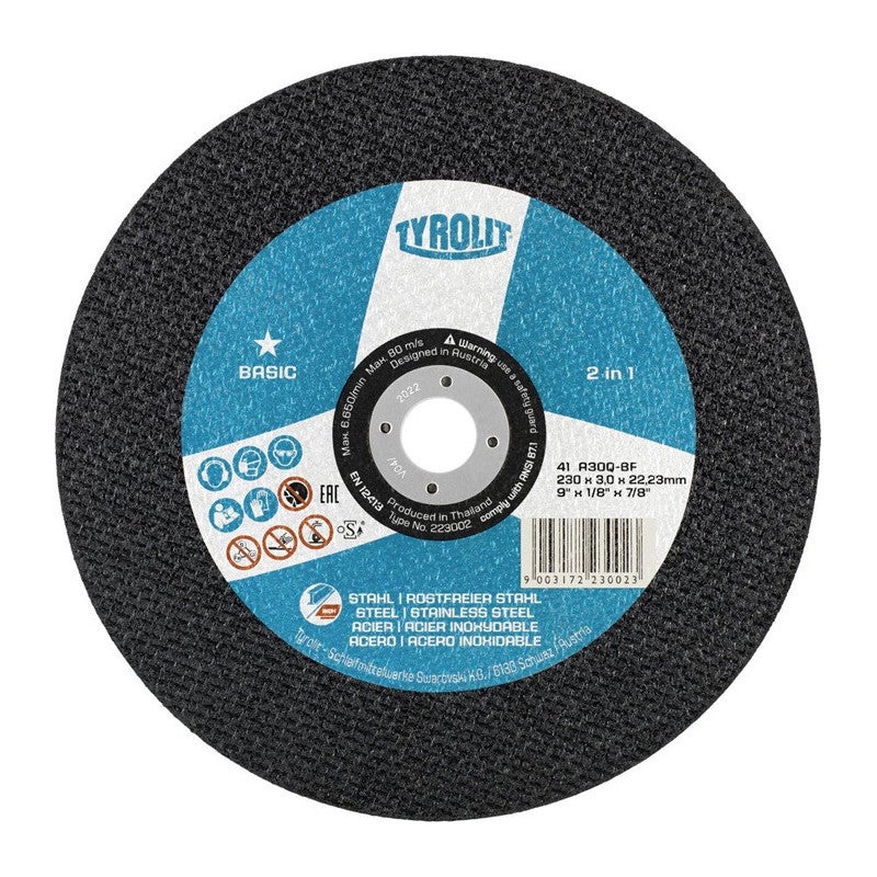 Tarcza tnąca BASIC D230x3mm ger.2w1 wiertło 22,23mm TYROLIT