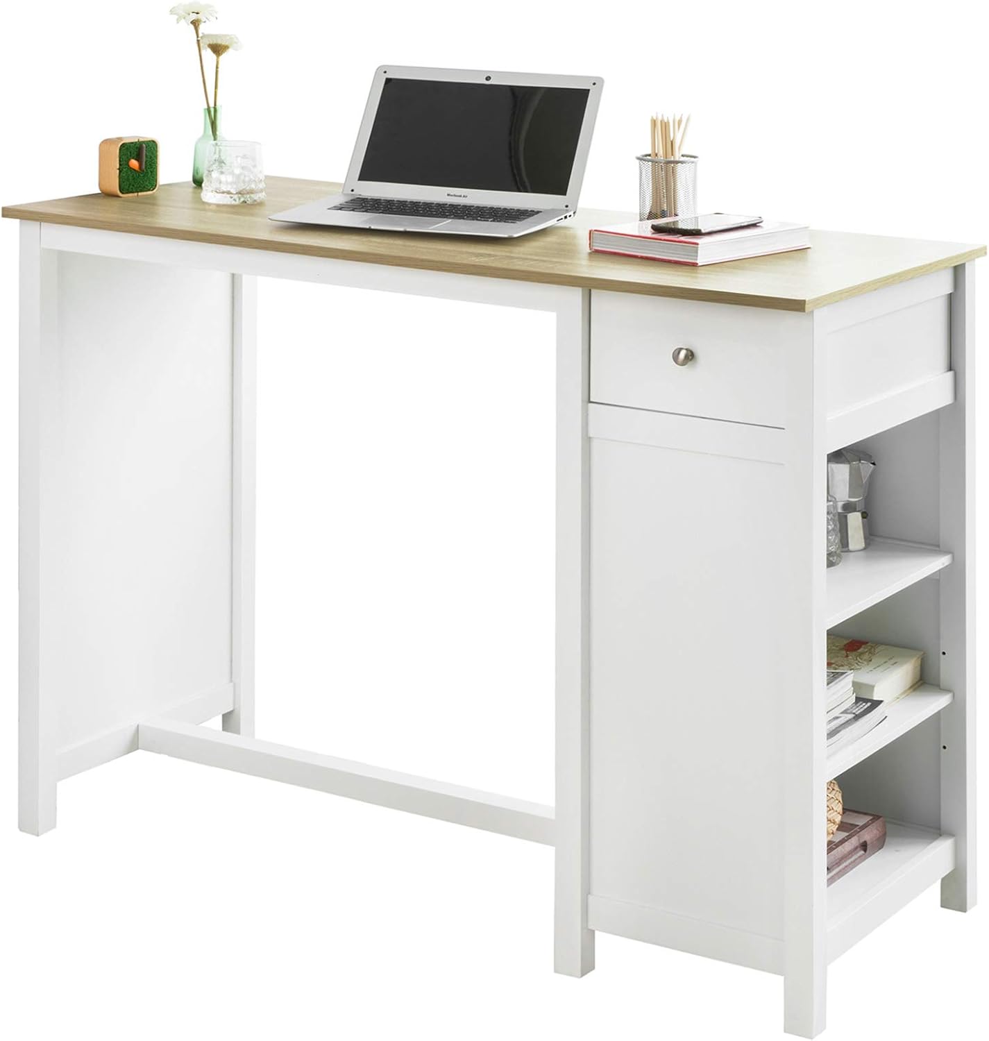 SoBuy Stół Stolik barowy do kuchni Wyspa kuchenna Biurko Półka FWT64-WN