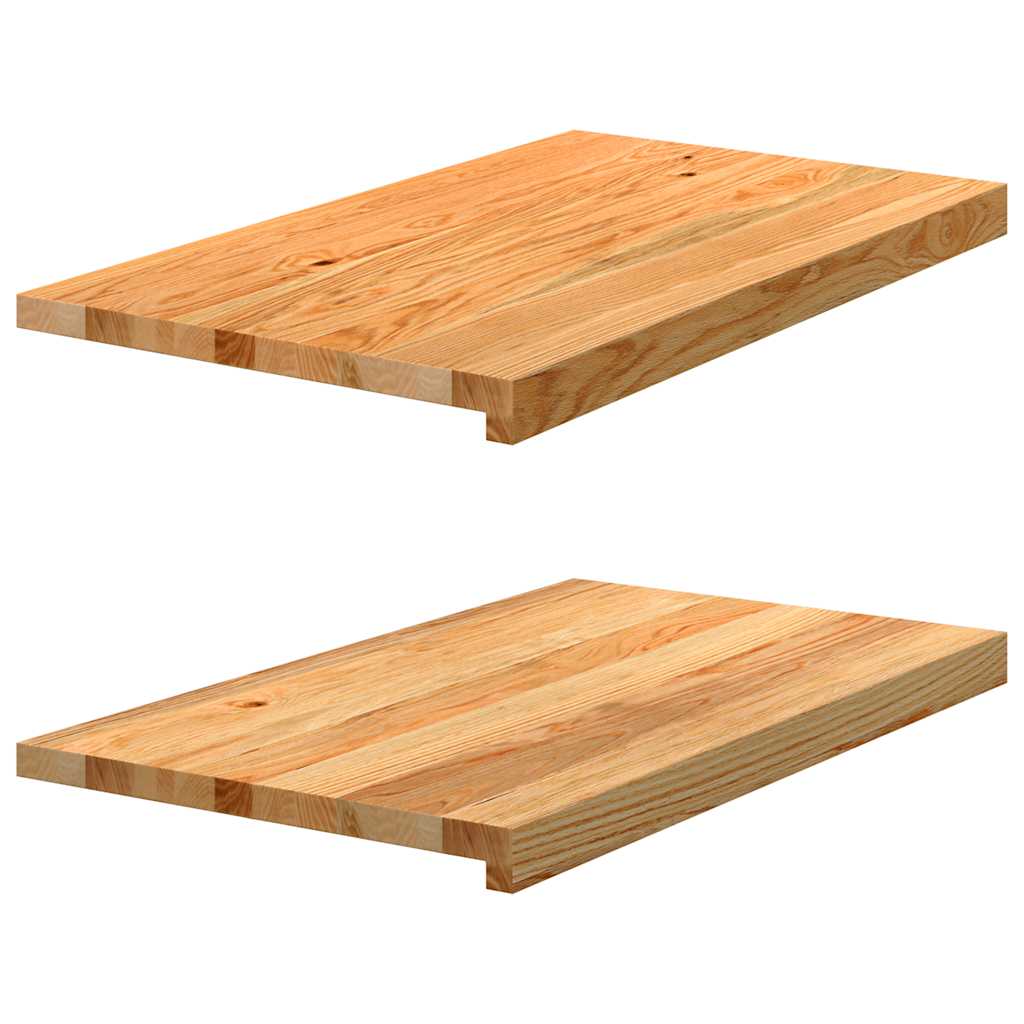 Alféizares de ventana 2 piezas de madera maciza de roble marrón claro
