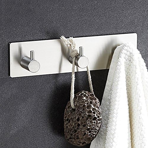 Samoprzylepny wieszak na ręczniki ze stali nierdzewnej, montowany na ścianie, bez wiercenia, z 3 haczykami