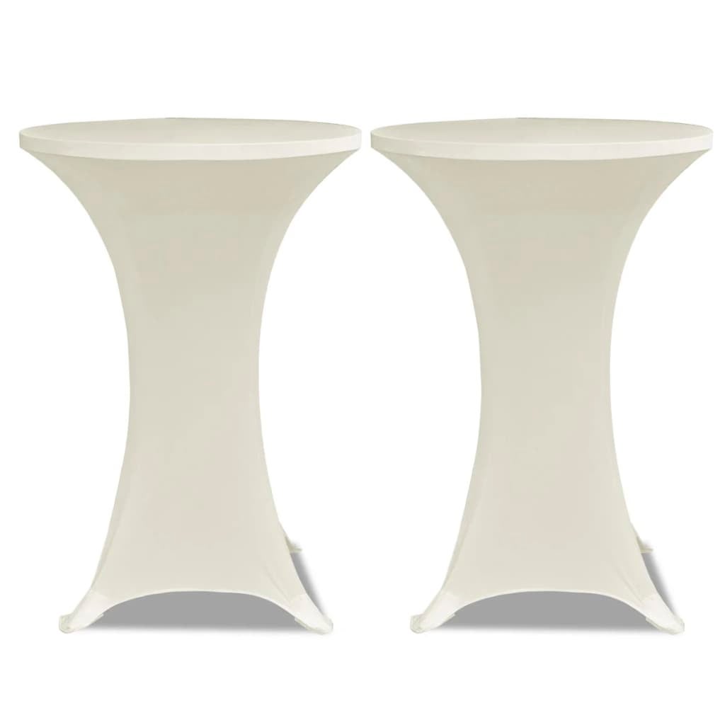 2 Manteles color crema ajustados para mesa de pie - 80 cm diámetro ...