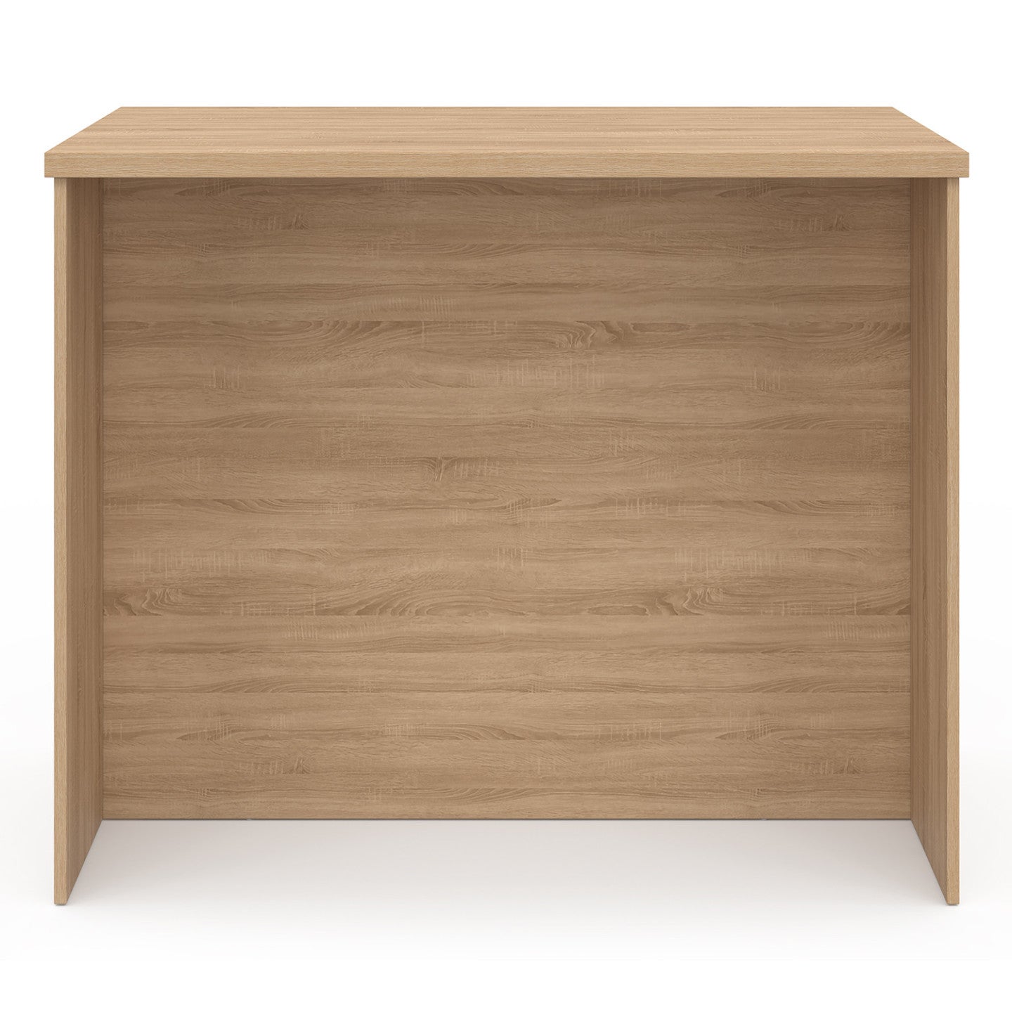 Ilot central ALTO portes avec rangements, tiroirs, rangement coulissant et plan de travail façon hêtre et blanc - 4