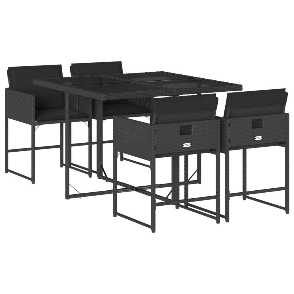Maison Exclusive - Set de muebles jardín 5 pzas con cojines ratán sintético negro - 2