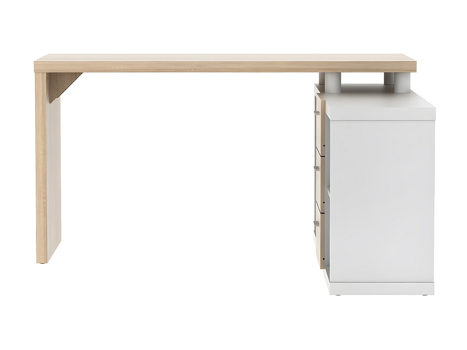 Bureau d'angle avec rangements ALDRIC III - Blanc & Chêne - 3